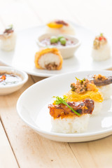spicy streaky pork sushi