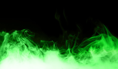 green steam on the black background