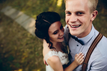Fototapeta premium Beautiful wedding couple posing