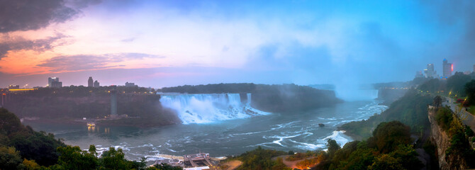 View of Niagara Falls Park during sunrise