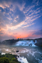 View of Niagara Falls Park during sunrise