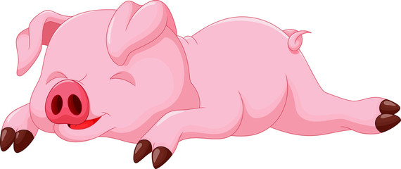 Cute pig cartoon sleeping