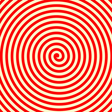 Red white swirl abstract vortex background. Hypnotic spiral wallpaper. Vector illustration