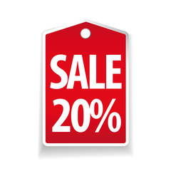 Sale twenty percent pricetag red vector