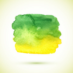 Watercolor painted green vector banner