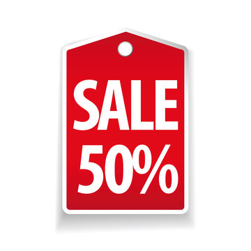 Sale fifty percent pricetag red vector