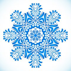 Blue floral circle pattern in gzhel style