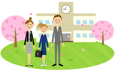 入学式イメージ　校舎（女子中学生）