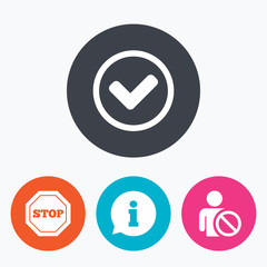 Information icons. Stop prohibition symbol.