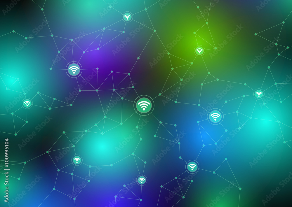 Poster IoT(Internet of things), sensor network, abstract image vector illustration