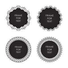 Set of four black frame isolated on white background