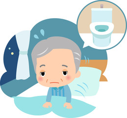 夜間にトイレに行きたくて目覚めるシニア男性