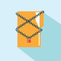 Icon folder locked with a key and chain.