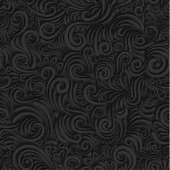 Obraz premium Black floral seamless background