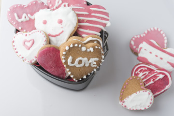 A cake in the shape of a heart for Valentines, Anniversaries, an