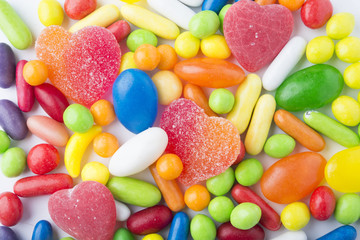 colorful candies and jellies as background
