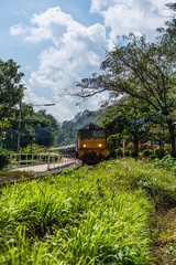 Train railroad transport at countryside, saraburi-thailand