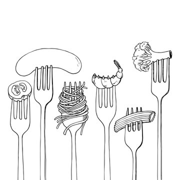 forks with foods