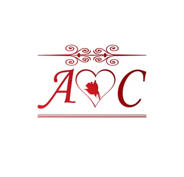 AC love initial with red heart and rose Stock-vektor | Adobe Stock