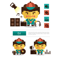 Character design DJ career, icon vector with white background