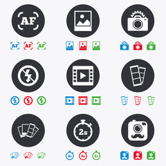 Photo, video icons. Camera, photos and frame.
