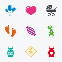Pregnancy, maternity and baby care icons.