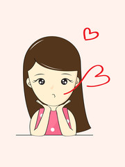 cute girl in love cartoon vector 