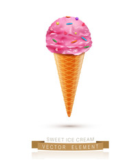 Vector ice-cream cone, isolated on white background