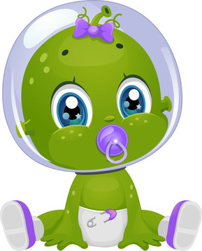 Alien Baby Girl Diaper Pacifier
