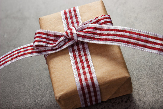 Wrapped gift with ribbon for Valentines Day