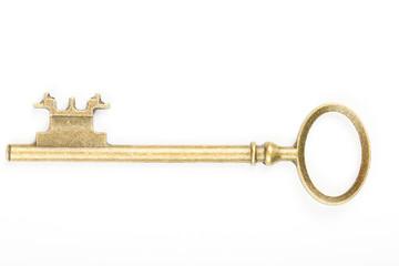 Single vintage key with isolated