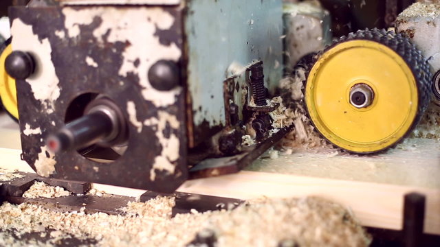Woodworking. Timber processed on thickness planer