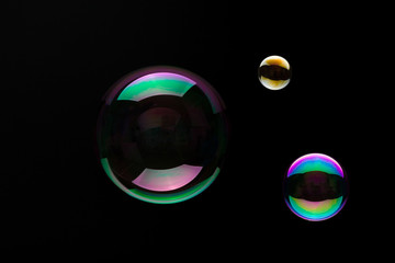Soap Bubbles On A Black Background