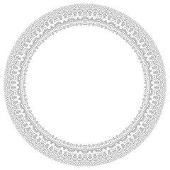 Oriental vector light round frame with arabesques and floral elements. Fine greeting card