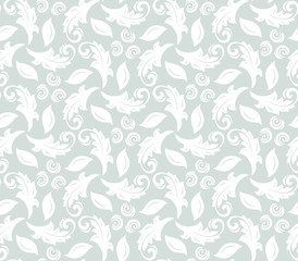 Fototapeta na wymiar Floral vector light blue and white ornament. Seamless abstract classic fine pattern