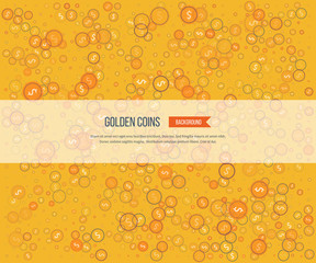 Golden coins on yellow background.