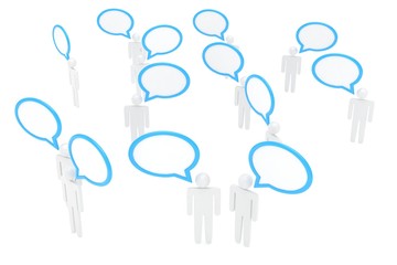 people with talk bubbles isolated over a white background