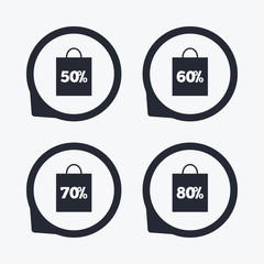 Sale bag tag icons. Discount symbols.