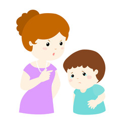 Mom scolds her son on white background vector illustration