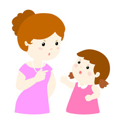 girl and mom arguing vector illustration