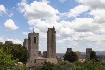 Fototapeta na wymiar view on some of famous towers in San Gimignano in Toscany ,Italy