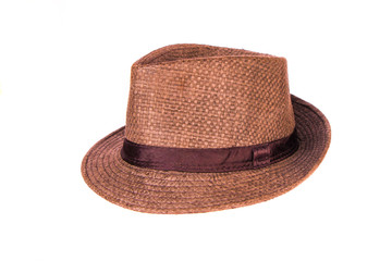 Brown man hat isolated on white background.