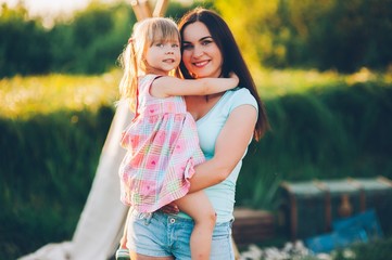 Mother and daughter in the park