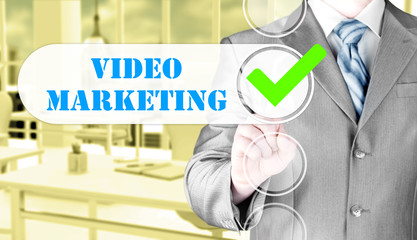 business man pressing checkbox Video Marketing