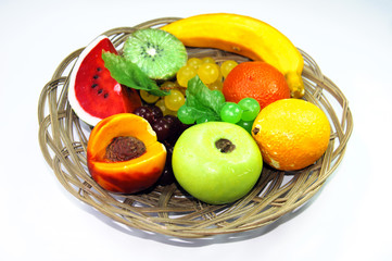 A bunch of fruit shaped scented soap.