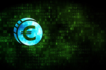 Money concept: Euro Coin on digital background
