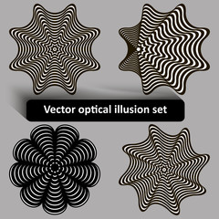 Vector optical illusion set/Black and white vector optical illusion set