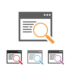 Searching web page, window with magnifying glass icon, vector eps10 illustration