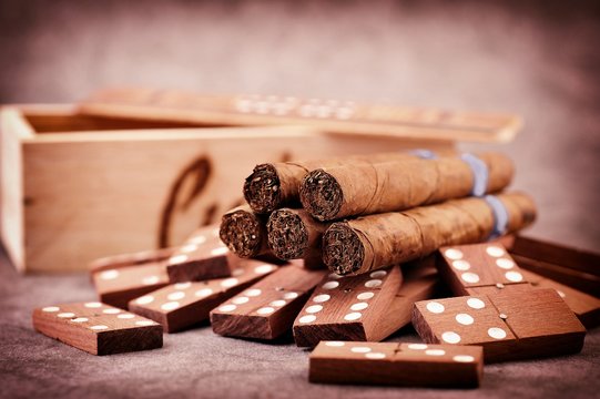 Cuban cigars and domino game