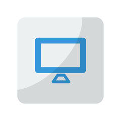 Blue Computer Screen icon on grey rounded square button on white